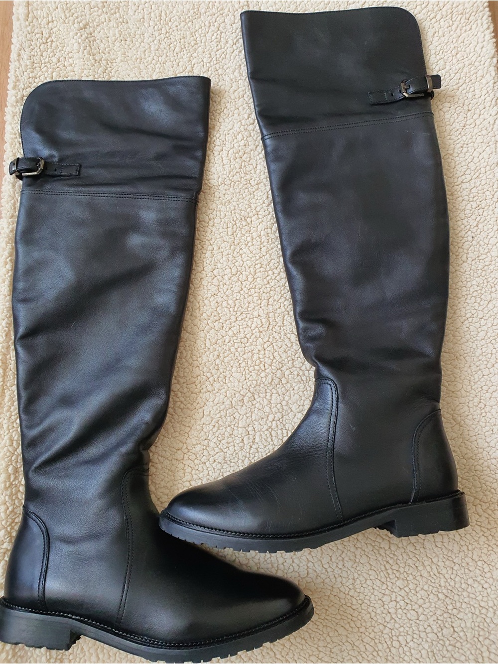 Fabianelli Made in Italy Black Leather Tall Riding Boots Size 37